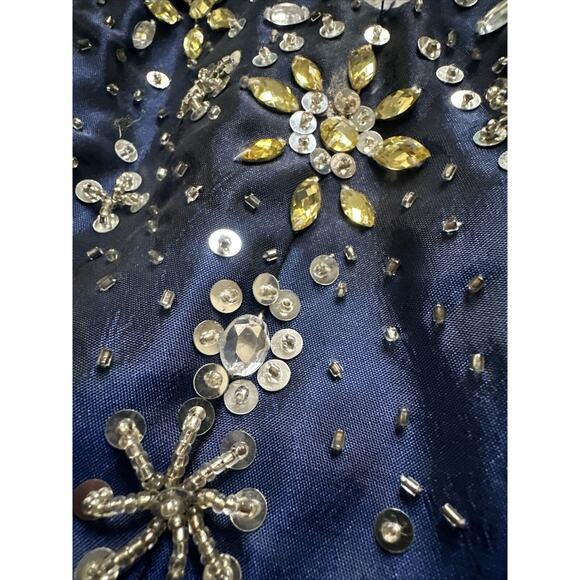 Formal Dress size 3/4 Blue Beaded Rhinestone Tool Prom Gala Party Masquerade - Picture 6 of 7